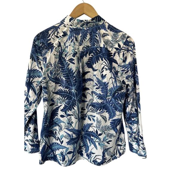 Talbots Blue Leaf Print Button Down Dress Shirt MP - Picture 2 of 4